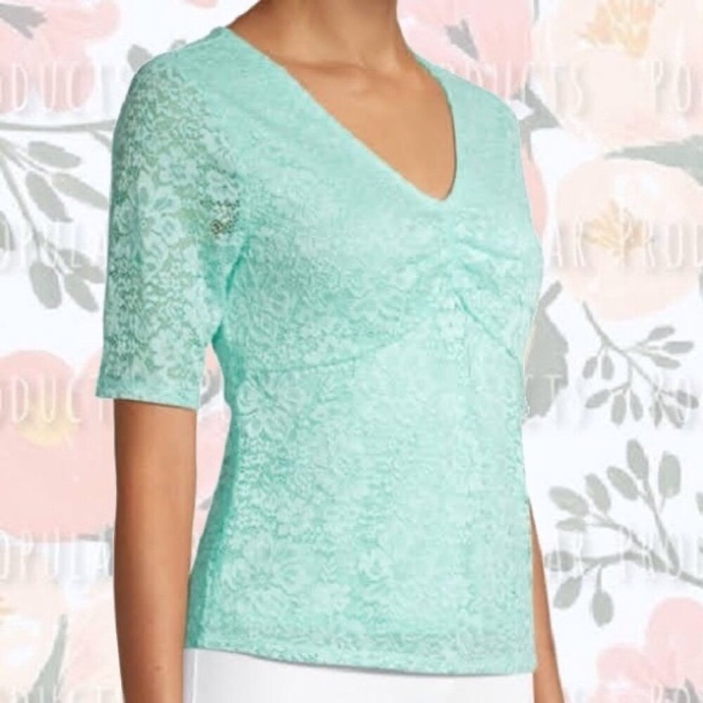 Cinched Lace Blouse, Mint